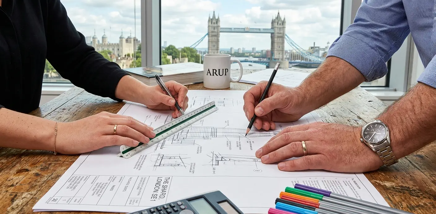 Structural engineering drawings being prepared for a London project